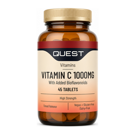 Quest Vitamin C 1000mg Timed Release Tablets 45s by Quest Natural Remedies — front view showing product label and branding, studio product photo on white background