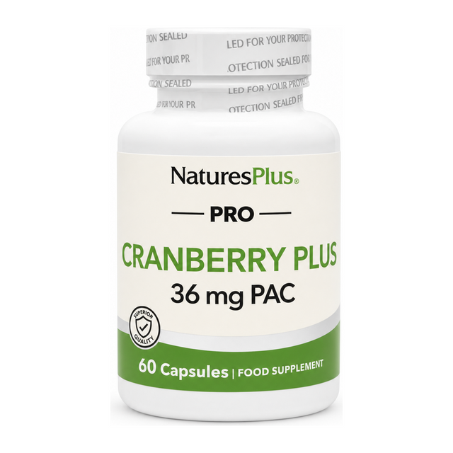 Natures Plus PRO Cranberry Plus 36mg PAC 60 caps by NaturesPlus Natural Remedies — front view showing product label and branding, studio product photo on white background