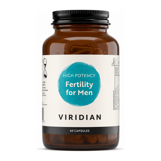 Viridian High Potency Fertility For Men 60 caps by Viridian Natural Remedies — front view showing product label and branding, studio product photo on white background