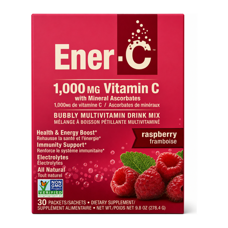 Ener C Vitamin C 1000mg Raspberry by Ener-C Personal Care — front view showing product label and branding, studio product photo on white background