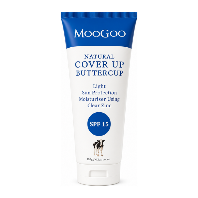 MooGoo Natural Cover Up Buttercup SPF15 by MooGoo Natural Beauty — front view showing product label and branding, studio product photo on white background