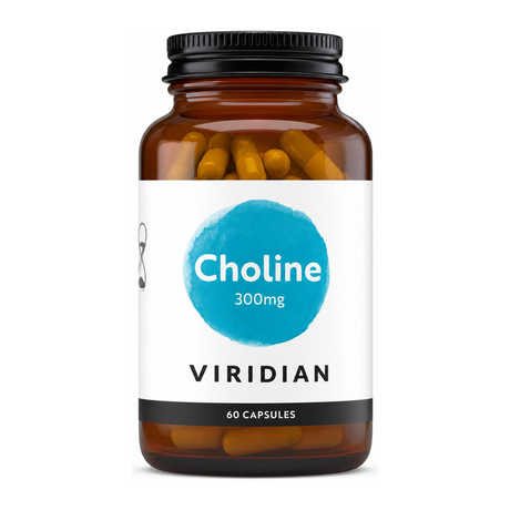 Viridian Choline 300mg by Viridian Natural Remedies — front view showing product label and branding, studio product photo on white background