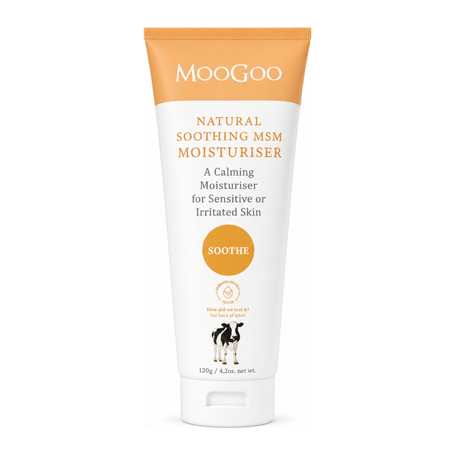MooGoo Soothing MSM Moisturiser by MooGoo Natural Beauty — front view showing product label and branding, studio product photo on white background