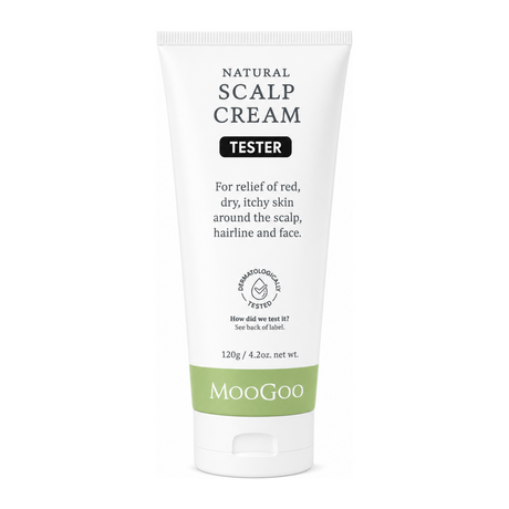 MooGoo Natural Scalp Cream by MooGoo Natural Beauty — front view showing product label and branding, studio product photo on white background