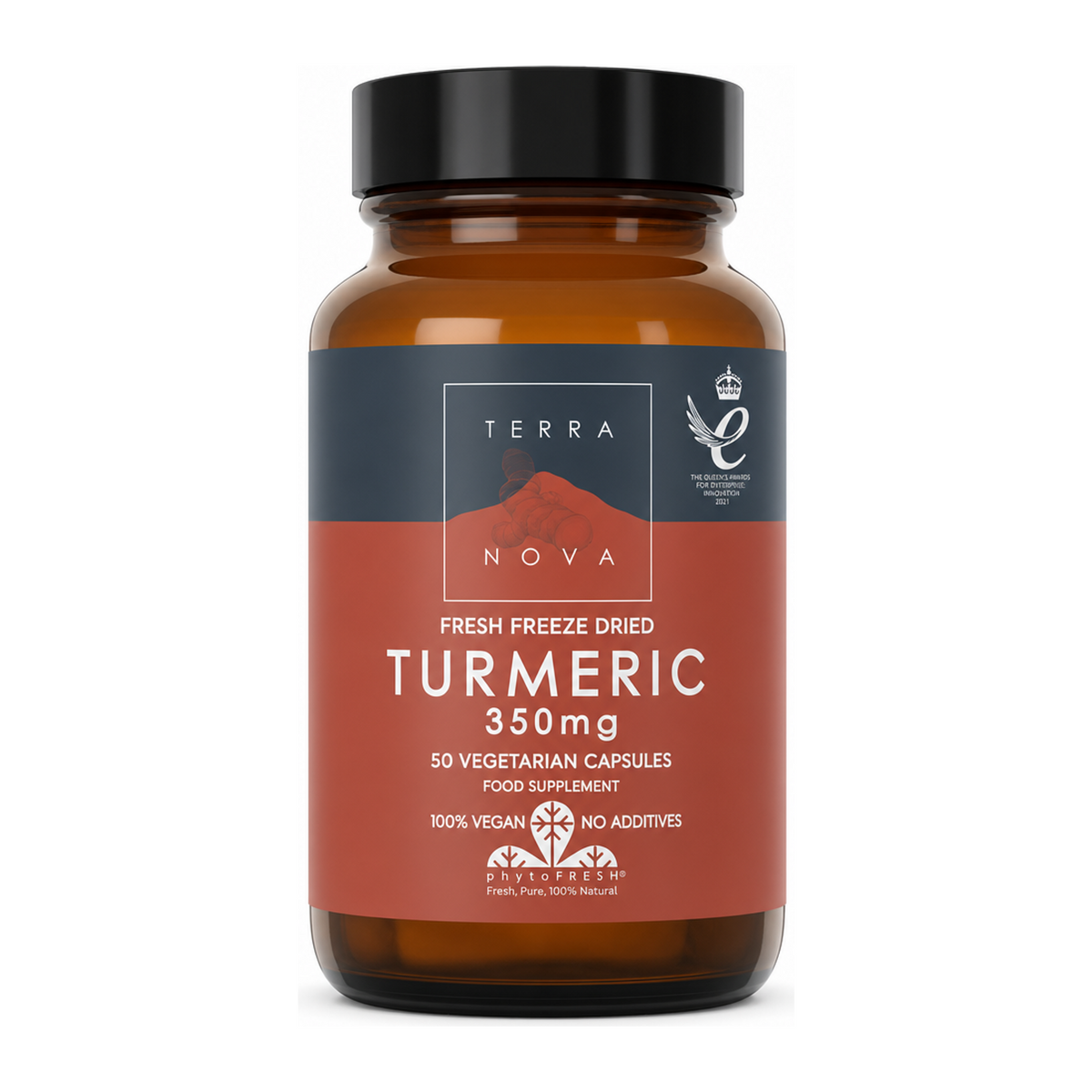 Terranova Turmeric Root 350mg by Terranova Natural Remedies — front view showing product label and branding, studio product photo on white background