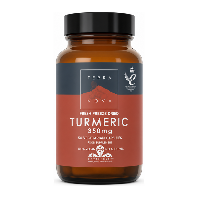 Terranova Turmeric Root 350mg by Terranova Natural Remedies — front view showing product label and branding, studio product photo on white background