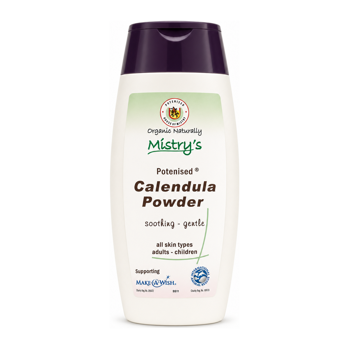 Mistrys Calendula Powder by Mistry's Natural Remedies — front view showing product label and branding, studio product photo on white background