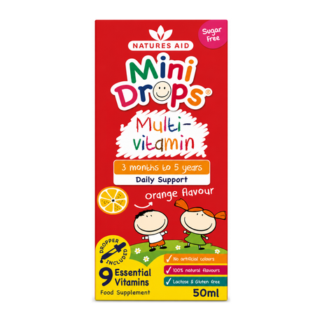 Natures Aid Multi-Vitamin Drops by Natures Aid Vitamin & Mineral Supplements — front view showing product label and branding, studio product photo on white background