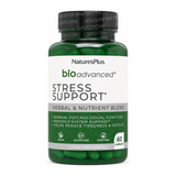 Nature's Plus BioAdvanced Stress Support Capsules by NaturesPlus Natural Remedies — front view showing product label and branding, studio product photo on white background