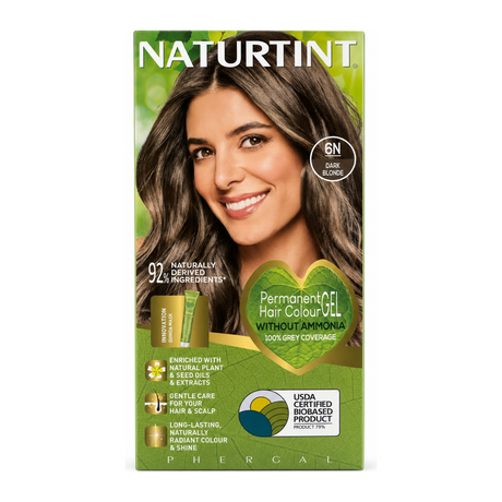Naturtint Permanent Hair Colourant Dark Blonde 6N 170ml by Naturtint Natural Beauty — front view showing product label and branding, studio product photo on white background