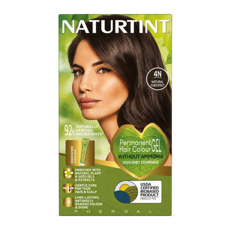Naturtint Permanent Hair Colourant Natural Chestnut 4N 170ml by Naturtint Natural Beauty — front view showing product label and branding, studio product photo on white background