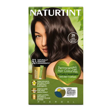 Naturtint Permanent Hair Colourant Dark Chestnut Brown 3N 170ml by Naturtint Natural Beauty — front view showing product label and branding, studio product photo on white background