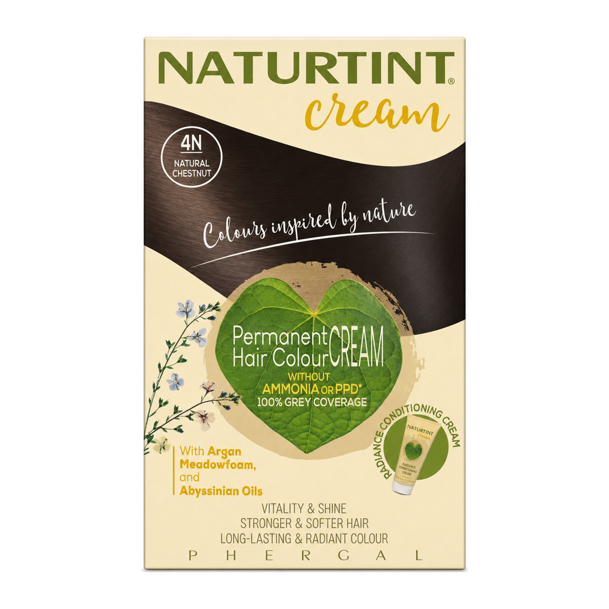 Naturtint Hair Colour Cream 4N Natural Chestnut by Naturtint Natural Beauty — front view showing product label and branding, studio product photo on white background