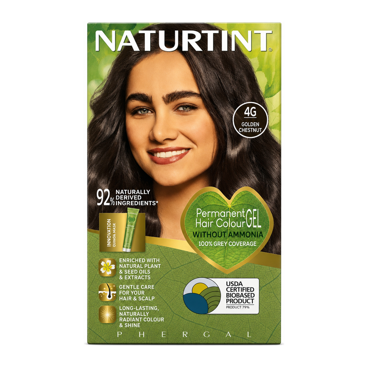 Naturtint Permanent Hair Colourant Intense Golden Chestnut 170ml by Naturtint Natural Beauty — front view showing product label and branding, studio product photo on white background