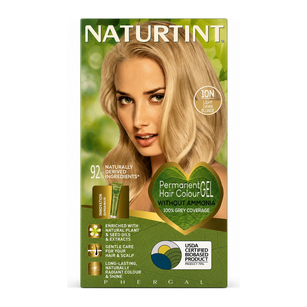 Naturtint Permanent Hair Colourant Light Dawn Blonde 10N 170ml by Naturtint Natural Beauty — front view showing product label and branding, studio product photo on white background