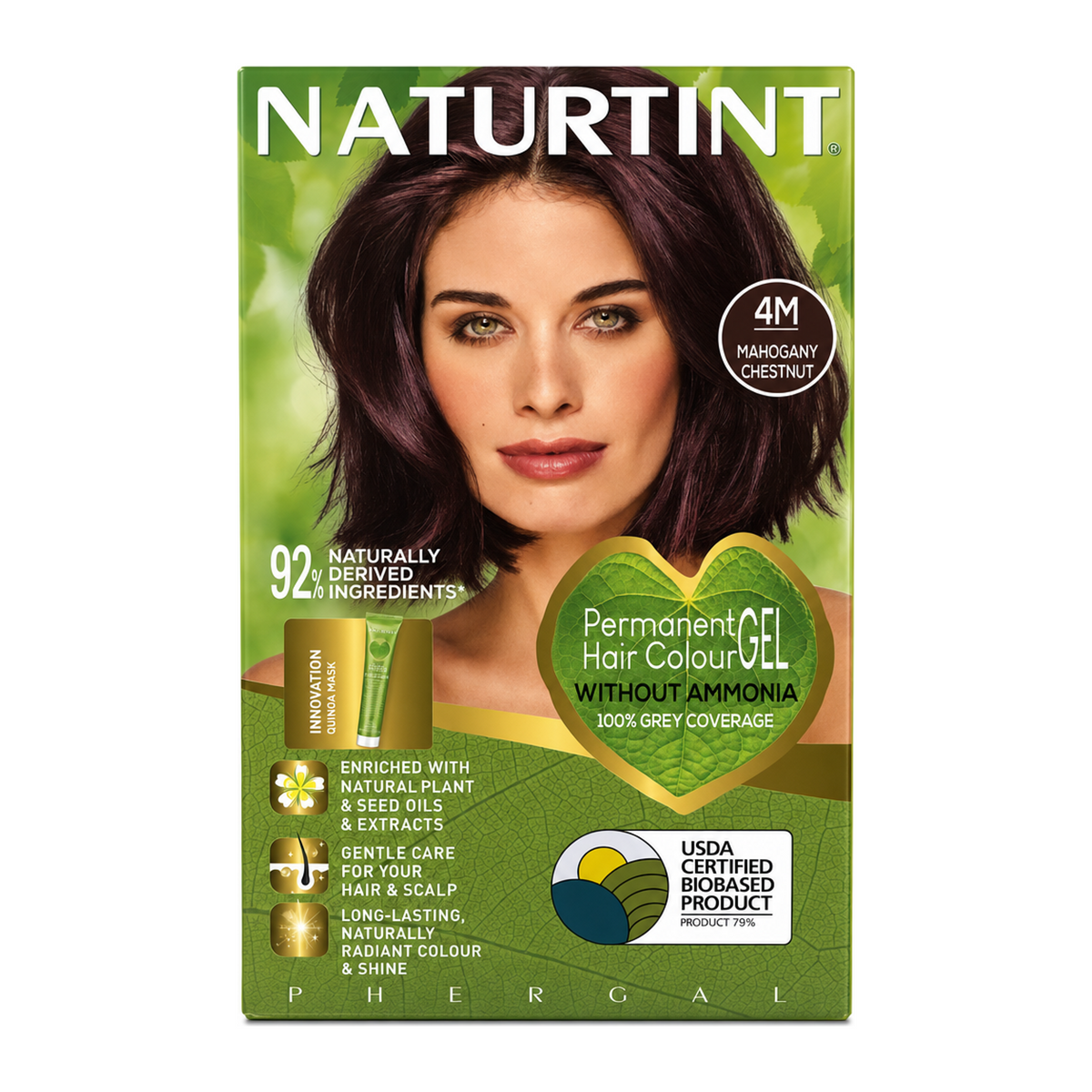 Naturtint Permanent Hair Colourant Mahogany Chestnut 4M 170ml by Naturtint Natural Beauty — front view showing product label and branding, studio product photo on white background