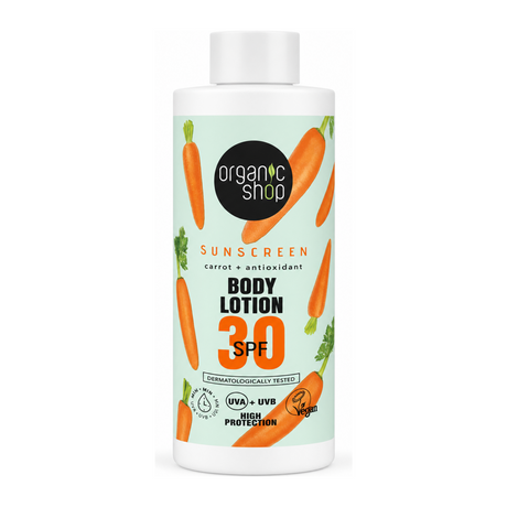 Organic Shop OrganicShop Sunscreen BodyLotion SPF30 by Organic Shop Personal Care — front view showing product label and branding, studio product photo on white background