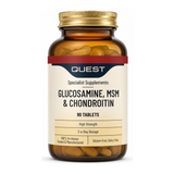 Quest Glucosamine MSM & Chondroitin Extra Fill 60 + 30 Tablets by Quest Natural Remedies — front view showing product label and branding, studio product photo on white background