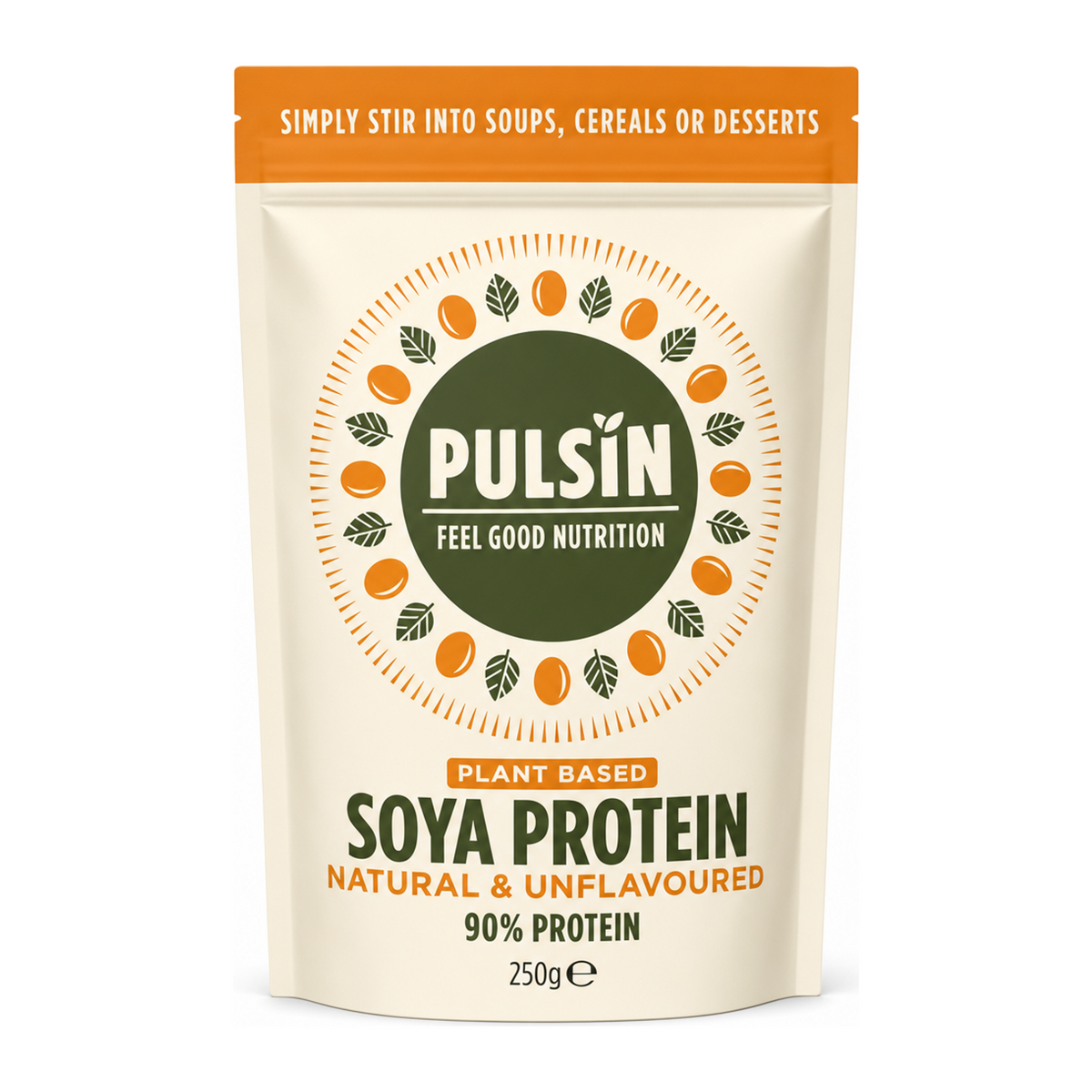 Pulsin Soya Protein Isolate Powder Unsweetened g by Pulsin Natural Remedies — front view showing product label and branding, studio product photo on white background