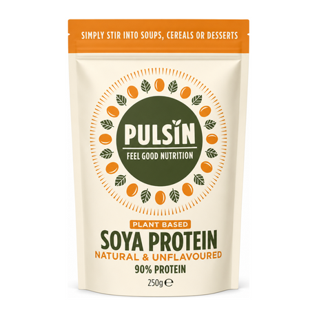 Pulsin Soya Protein Isolate Powder Unsweetened g by Pulsin Natural Remedies — front view showing product label and branding, studio product photo on white background