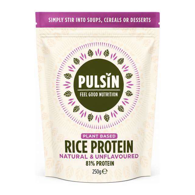 Pulsin Brown Rice Protein Powder by Pulsin Natural Remedies — front view showing product label and branding, studio product photo on white background
