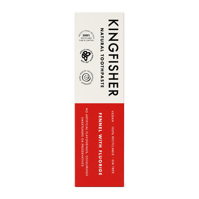 Kingfisher Fennel with Fluoride Toothpaste by Kingfisher Natural Beauty — front view showing product label and branding, studio product photo on white background
