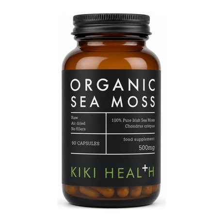 KIKI Health Organic Irish Sea Moss - 90 Vegicaps by Kiki Health Vitamin & Mineral Supplements — front view showing product label and branding, studio product photo on white background