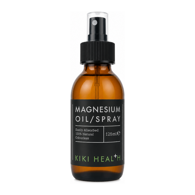 KIKI Health Magnesium Oil Spray by KIKI Health Natural Remedies — front view showing product label and branding, studio product photo on white background