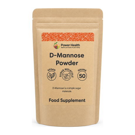 Power Health D-Mannose Powder by Power Health Natural Remedies — front view showing product label and branding, studio product photo on white background