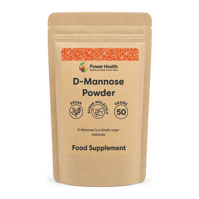 Power Health D-Mannose Powder by Power Health Natural Remedies — front view showing product label and branding, studio product photo on white background
