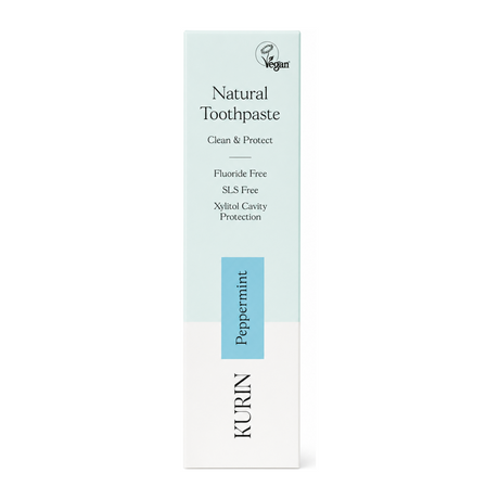 Kurin Fluoride Free Natural Toothpaste  - Peppermint by Kurin Personal Care — front view showing product label and branding, studio product photo on white background