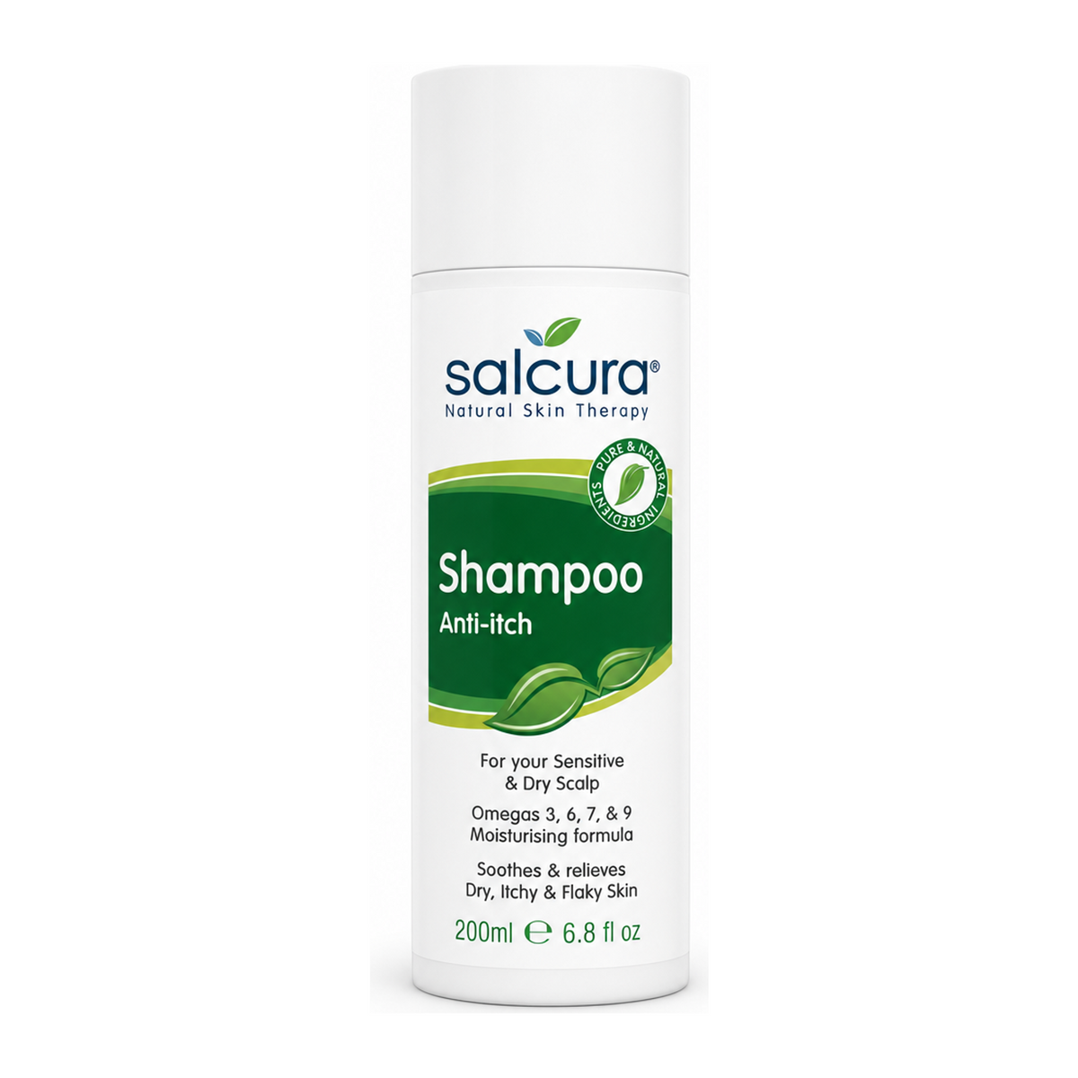 Salcura Omega Rich Shampoo by Salcura Natural Beauty — front view showing product label and branding, studio product photo on white background