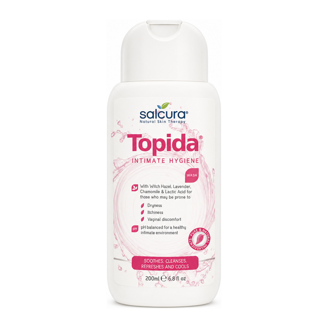 Salcura Topida Intimate Hygiene Wash by Salcura Natural Beauty — front view showing product label and branding, studio product photo on white background
