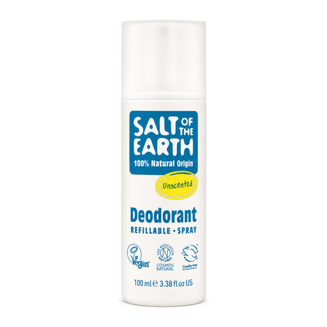 Salt Of the Earth Natural Spray Deodorant by Salt of the Earth Natural Beauty — front view showing product label and branding, studio product photo on white background