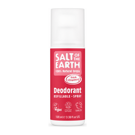 Salt Of the Earth Rock Chick Sweet Strawberry Natural Deodorant Spray for Girls by Salt of the Earth Natural Beauty — front view showing product label and branding, studio product photo on white background