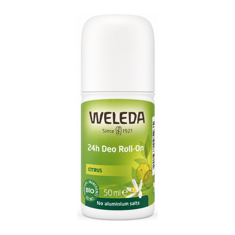 Weleda Citrus 24h Roll-On Deodorant by Weleda Natural Beauty — front view showing product label and branding, studio product photo on white background