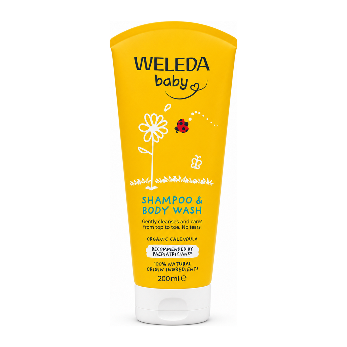Weleda Calendula Shampoo & Body Wash by Weleda Natural Beauty — front view showing product label and branding, studio product photo on white background