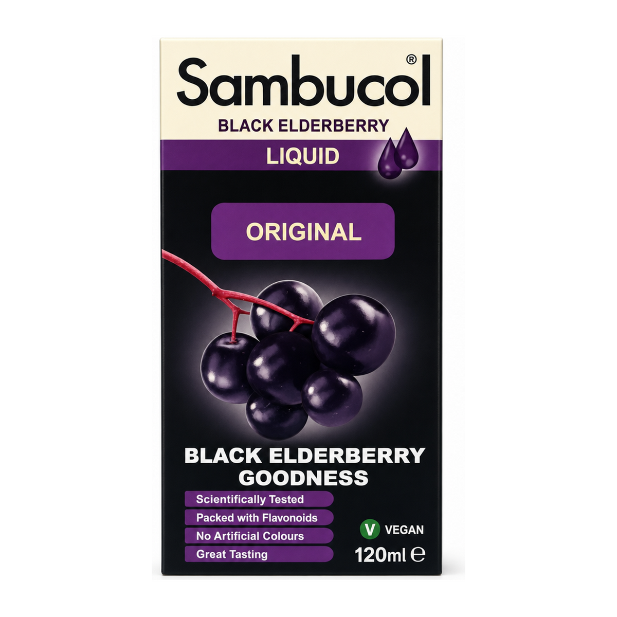 Sambucol Original by Sambucol Natural Remedies — front view showing product label and branding, studio product photo on white background