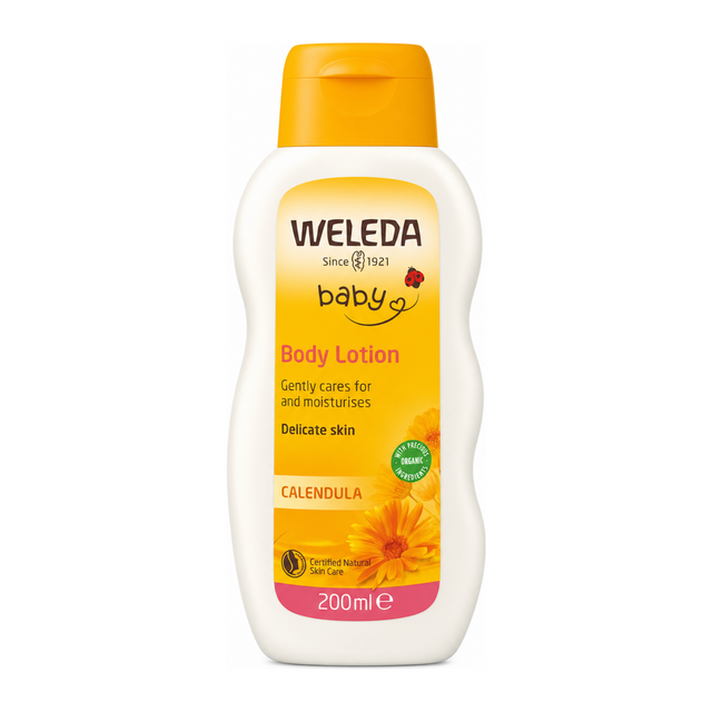 Weleda Calendula Body Lotion by Weleda Natural Beauty — front view showing product label and branding, studio product photo on white background