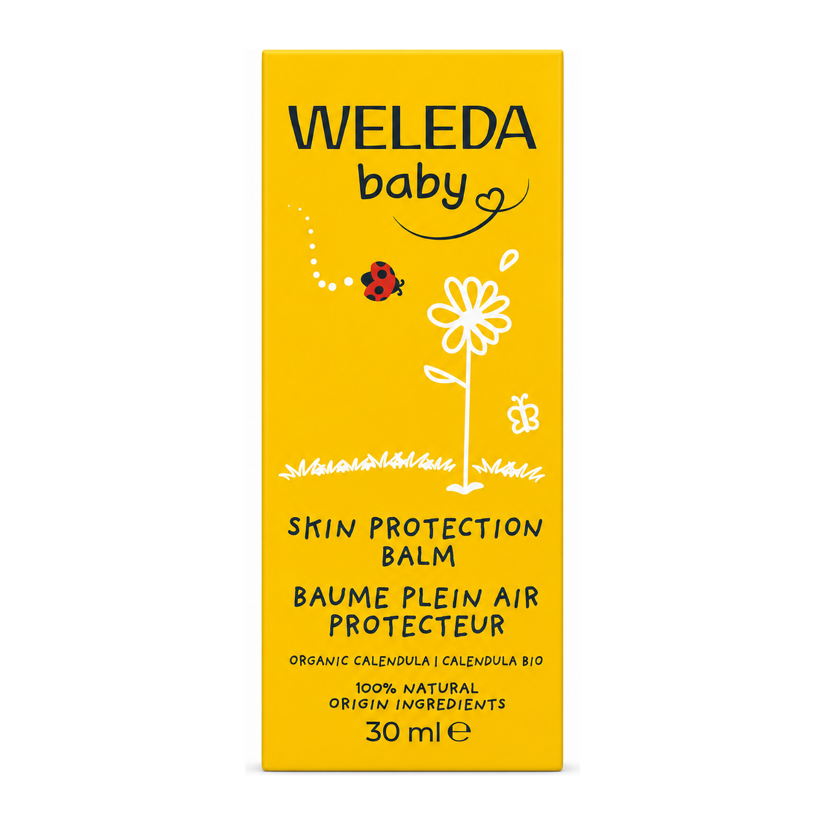 Weleda Calendula Skin Protection Balm by Weleda Natural Beauty — front view showing product label and branding, studio product photo on white background