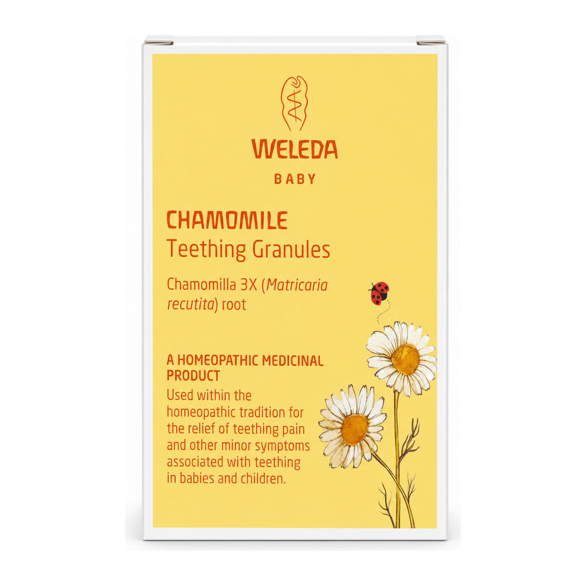 Weleda Chamomile Teething Granules by Weleda Natural Remedies — front view showing product label and branding, studio product photo on white background
