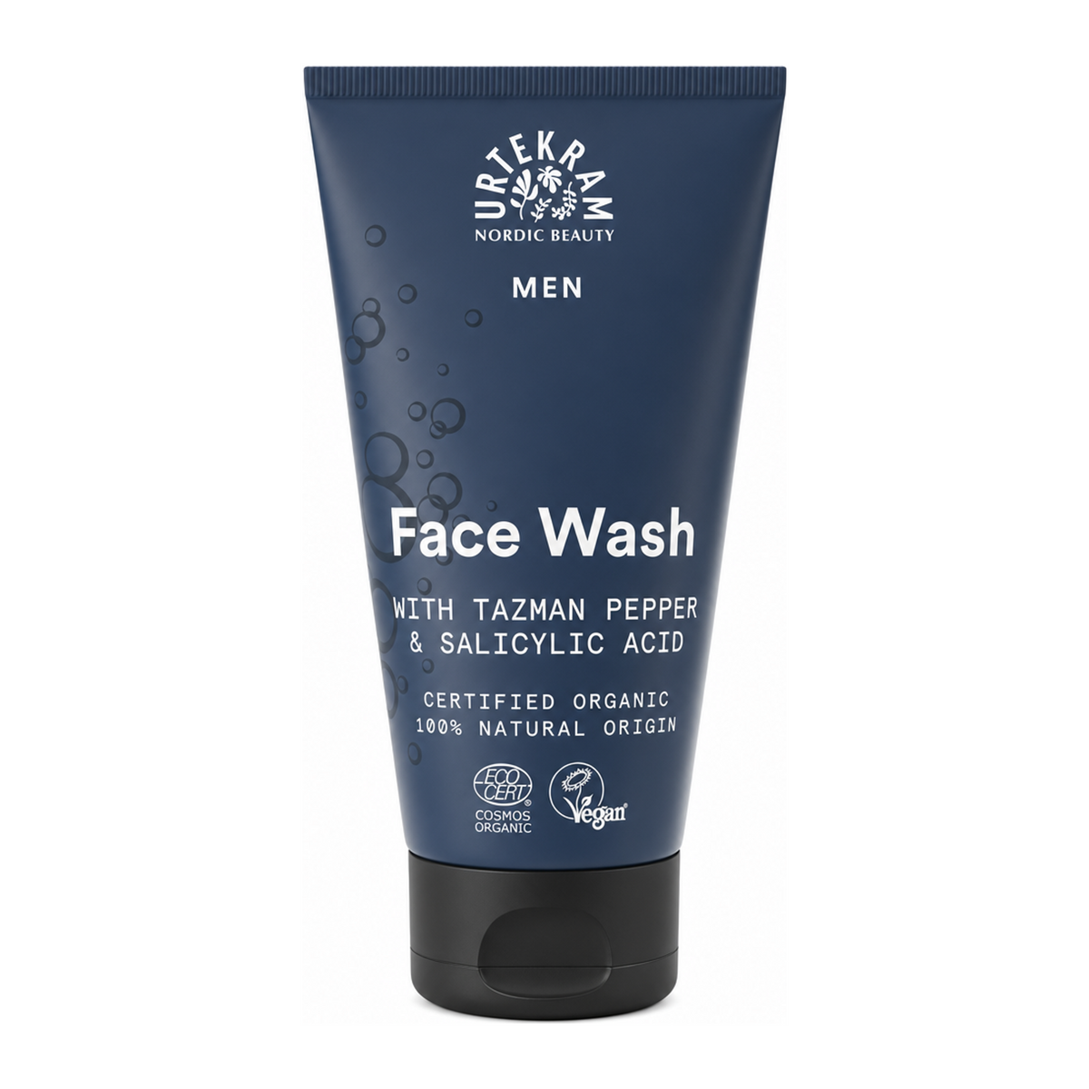 Urtekram Organic Men's Face Wash by Urtekram Natural Beauty — front view showing product label and branding, studio product photo on white background