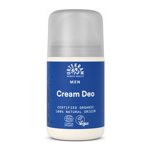 Urtekram Organic Men's Roll on Deodorant by Urtekram Natural Beauty — front view showing product label and branding, studio product photo on white background