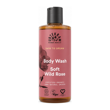 Urtekram Soft Wild Rose Body Wash by Urtekram Personal Care — front view showing product label and branding, studio product photo on white background