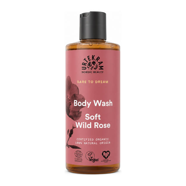 Urtekram Soft Wild Rose Body Wash by Urtekram Personal Care — front view showing product label and branding, studio product photo on white background