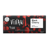 Vivani Black Cherry 35g, 62% cocoa, Vegan Chocolate Bar by Vivani Food & Drinks — front view showing product label and branding, studio product photo on white background
