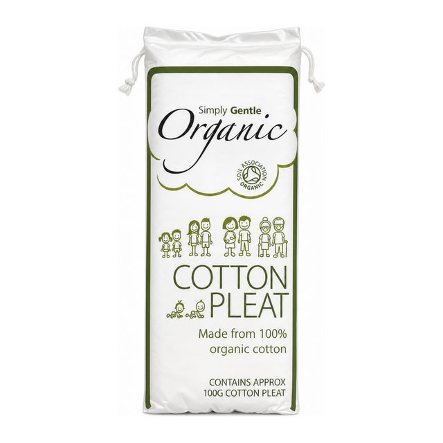 Simply Gentle Organic Cotton Pleats 100's by Simply Gentle Natural Beauty — front view showing product label and branding, studio product photo on white background