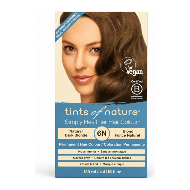 Tints of Nature 6N Natural Dark Blonde by Tints of Nature Natural Beauty — front view showing product label and branding, studio product photo on white background