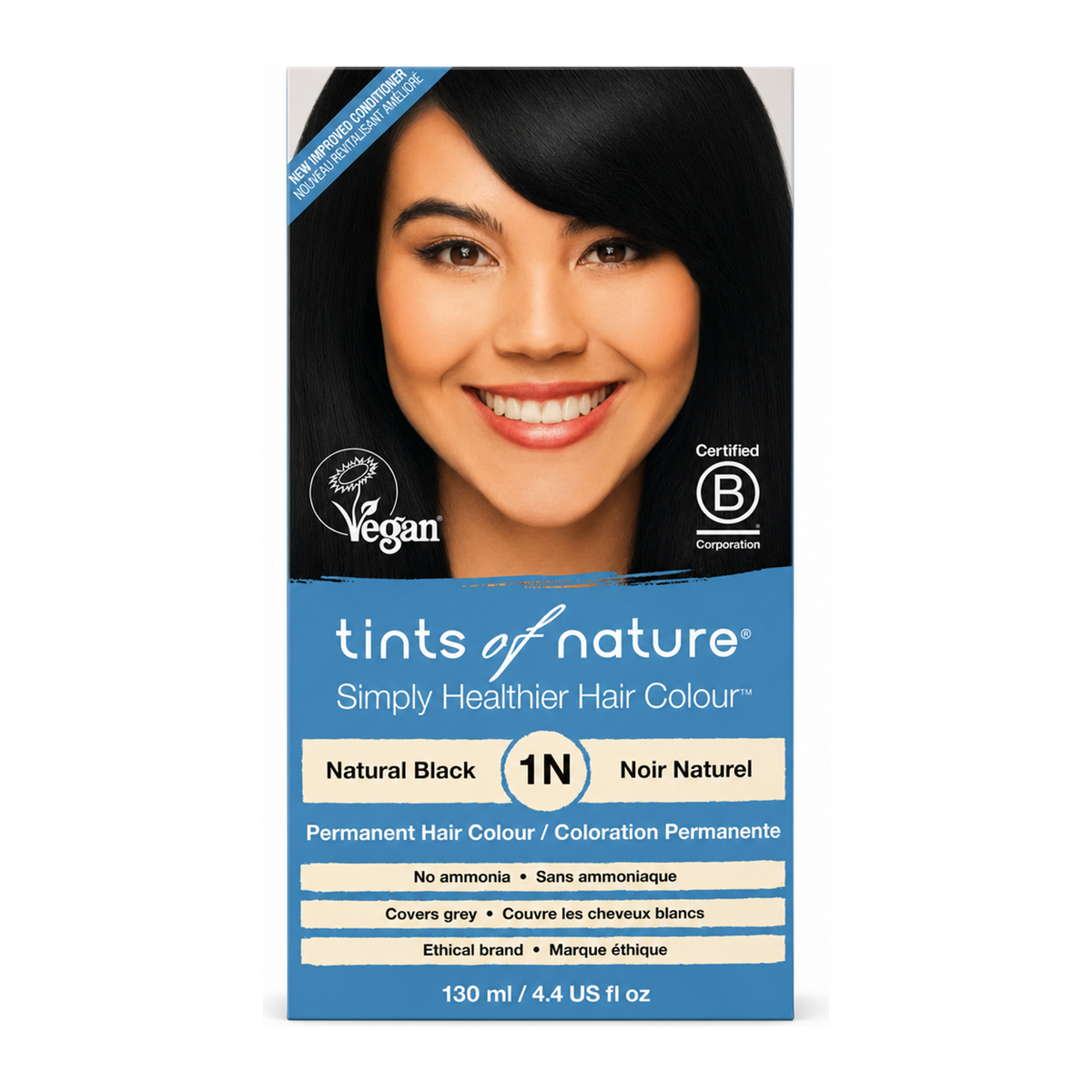 Tints of Nature 1N Natural Black by Tints of Nature Natural Beauty — front view showing product label and branding, studio product photo on white background