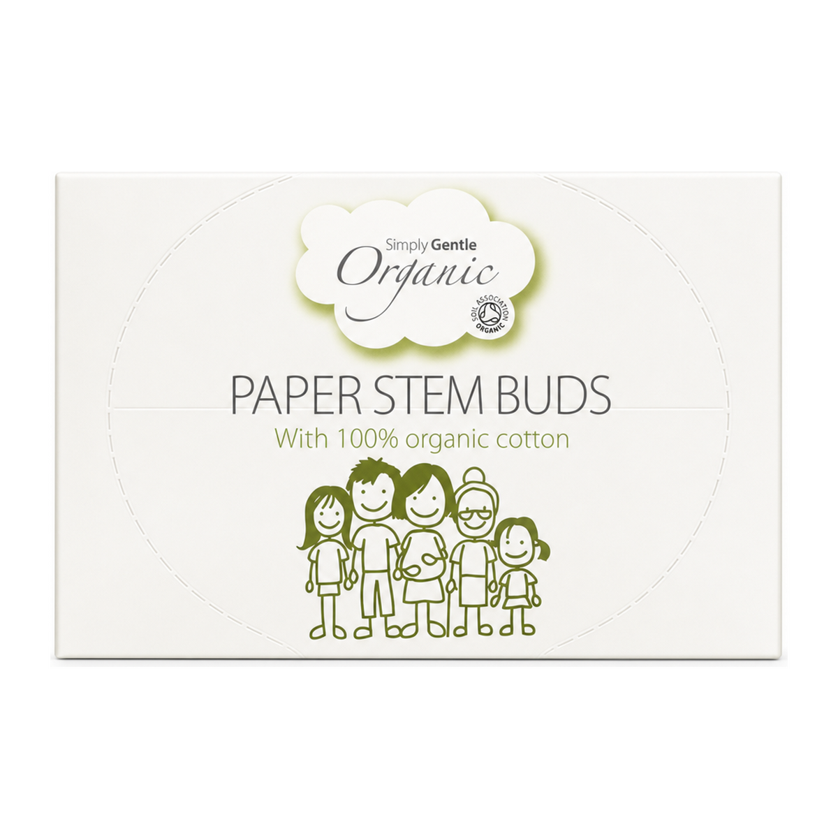 Simply Gentle Organic Cotton Buds 200's by Simply Gentle Natural Beauty — front view showing product label and branding, studio product photo on white background